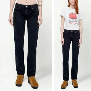 NWT Re/Done 70s Low Rise Straight Leg Jeans Washed Black Denim